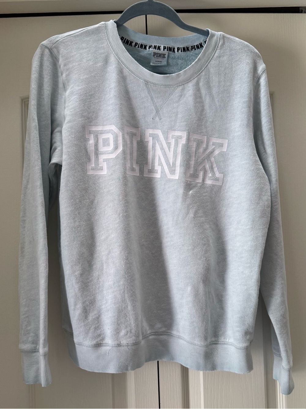 Victoria's Secret PINK Light Blue / Sea Foam green Crewneck Sweatshirt Medium M